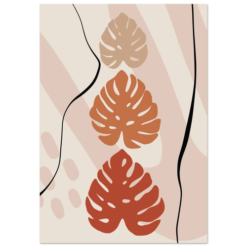 Artfulprints Poster Boho – Tropical trio   - A4 21x29.7 cm - Taupe