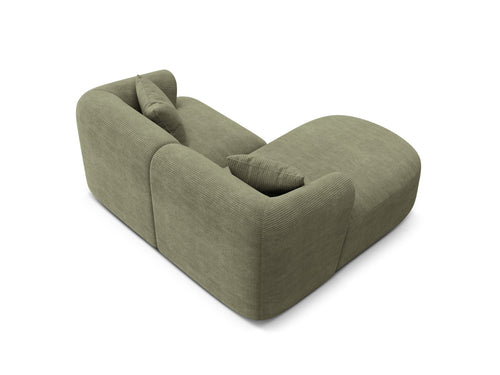 Cosmopolitan Design Modulaire hoekbank links Campi 3-zits, ribfluwelen mosgroen - 156x180x70cm
