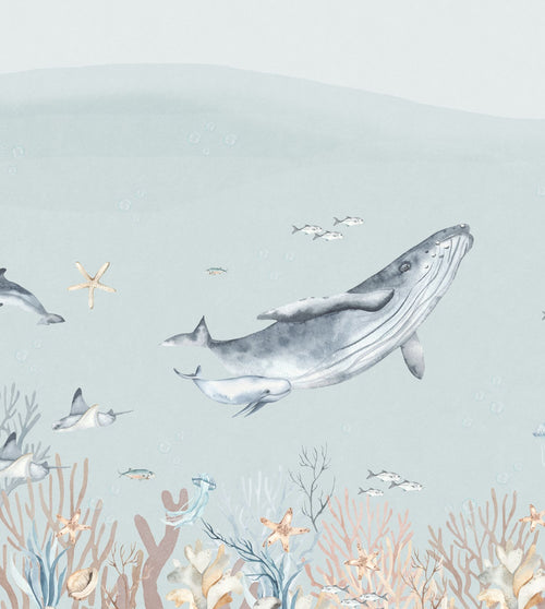 ESTAhome fotobehang onderwaterwereld vergrijsd blauw - 250 x 279 cm - 159503 - vtwonen shop