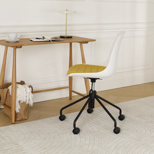 Nolon Nout-Liv Bureaustoel Wit - Okergeel Kussen - Zwart Onderstel