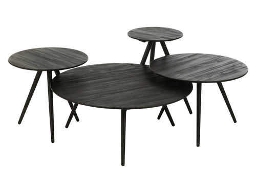J-Line tafel Rond - hout - zwart - set van 4 - vtwonen shop