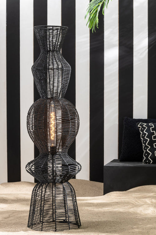 J-Line vloerlamp Touw - metaal - zwart