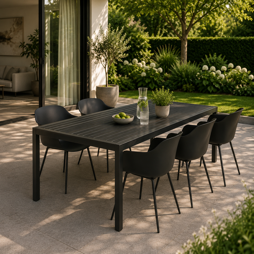 Nest outdoor Joas polywood tuin eettafel zwart - 205 x 90 cm