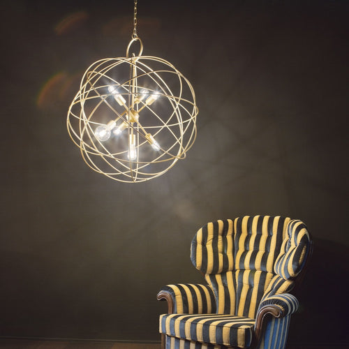 Ideal Lux Konse - 6-lichts bolvormige plafondhanger, goud
