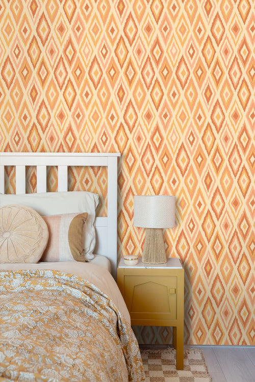 ESTAhome behang ruiten geel en oranje - 50 x 900 cm - 131688