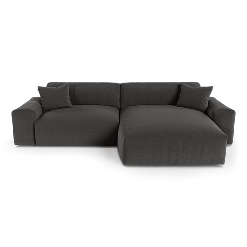 Premium Interiors - Rechthoekige hoekbank CHEER - zacht aanvoelende geweven stof  donker antraciet 312cm