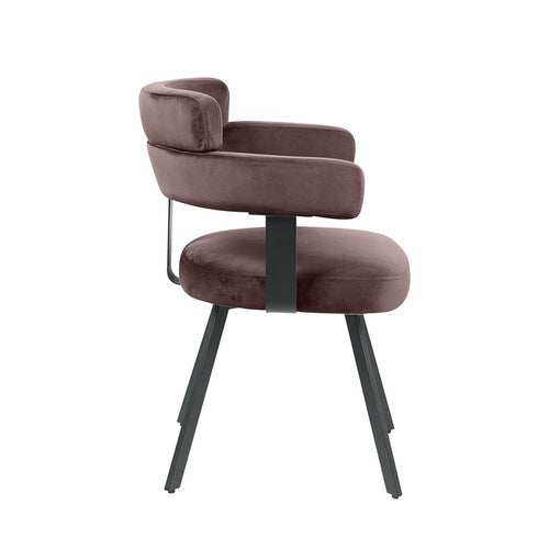 LABEL51 Eetkamerstoel Bardio - Taupe Velvet - Zithoogte 47cm - Set van 2