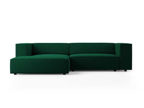 Cosmopolitan Design linker hoekbank Arendal 3-zits, flueel, flessengroen - 166x224x70cm