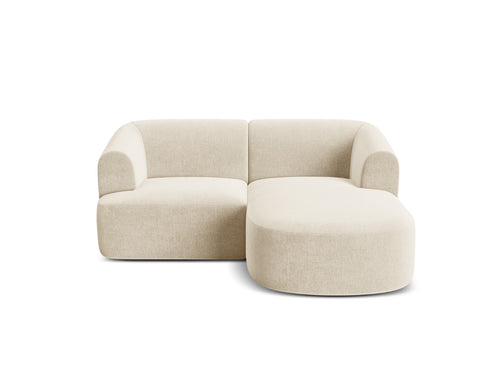 Cosmopolitan Design Modulaire hoekbank rechts Campi 3-zits, flueel lichtbeige - 156x180x70cm