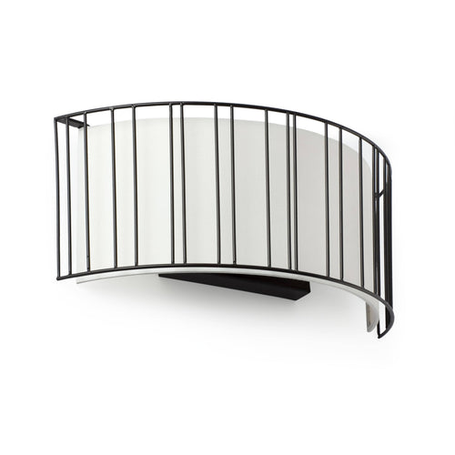 Faro Linda - 2 Lichts Binnenwandlamp Zwart met Witte Kap, E27