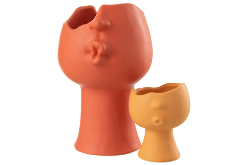 J-Line bloempot Enya - porselein - terracotta - Ø 17 cm - vtwonen shop