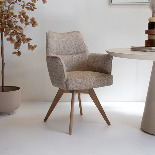DÉJA Living Eetkamerstoel Zayn - Taupe/Naturel - Draaibaar - Set van 2 - vtwonen shop