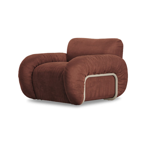 HKLIVING fauteuil Arc lounge – royal velvet magnolia – frame sand - vtwonen shop