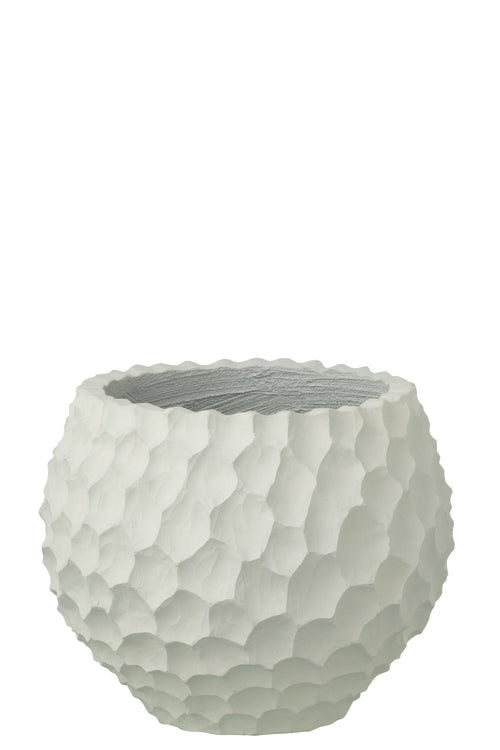 J-Line bloempot Inkepingen + Buiten zand - steen - wit - small
