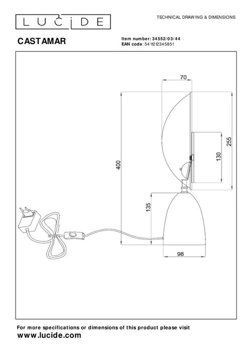 Lucide tafellamp CASTAMAR - Geïntegreerde LED - Okergeel - vtwonen shop