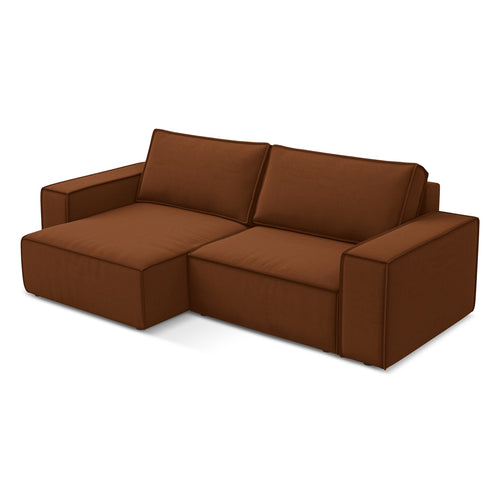 LaMiaSofa hoekbank links Livorno - velours - terracotta - 257x148x82