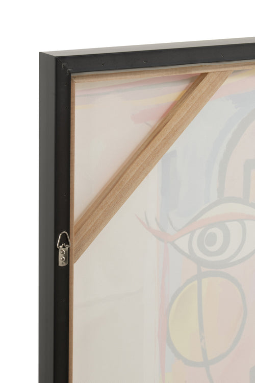 J-Line wanddecoratie Abstract Gezichten - canvas/verf - mix - 2 stuks