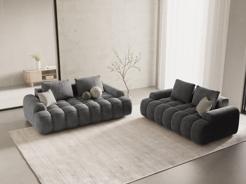 Cosmopolitan Design Bank Linz 3-zits, flueel grijs - 100x200x84cm