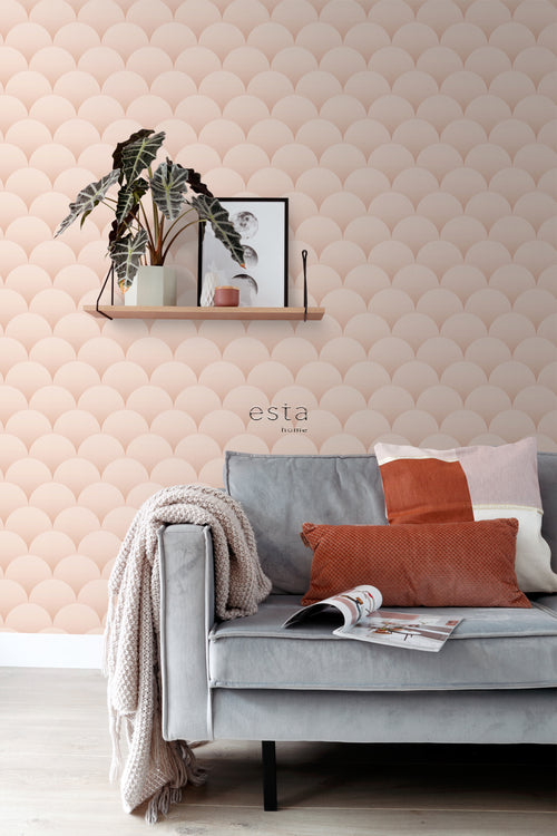 ESTAhome behang art deco motief zacht roze - 50 x 900 cm - 139465