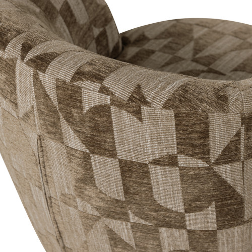 WOOOD draaifauteuil Serra - Grafisch Patroon - Olijfgroen - 68x70x77