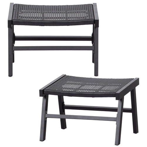 WOOOD tuin fauteuil + hocker Puk - Aluminium - Zwart - Set van 2 - vtwonen shop