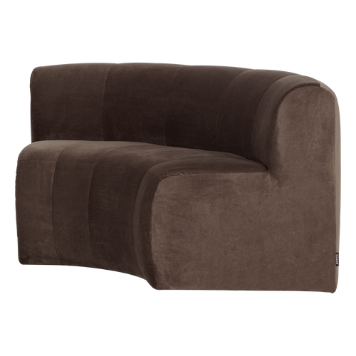 WOOOD eetbank halfronde hoek rug Mojo Base - Velvet - Bruin - 83x152x76