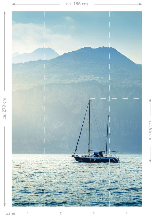 ESTAhome fotobehang zeilboot blauw - 186 x 279 cm - 158850 - vtwonen shop