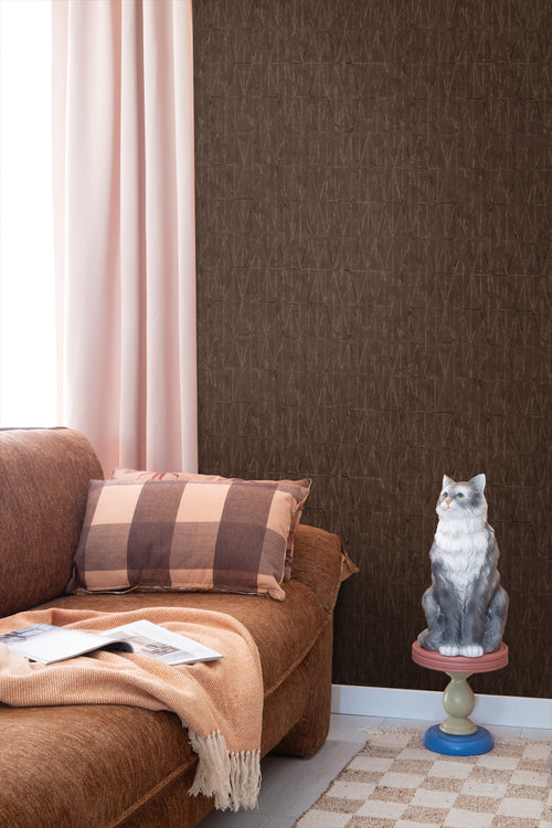 ESTAhome behang grafische lijnen donkerbruin - 50 x 900 cm - 131413 - vtwonen shop