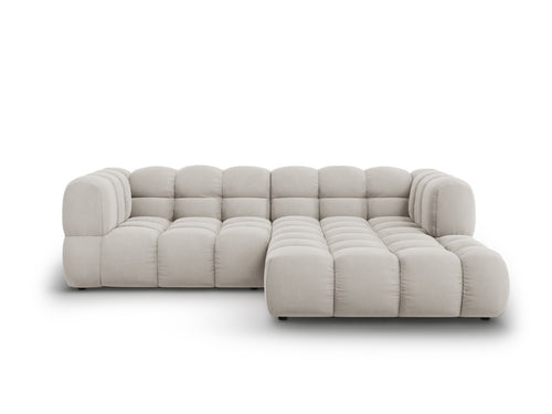 Cosmopolitan Design Modulaire hoekbank rechts Sky 3-zits, flueel, lichtbeige - 162x244x70cm