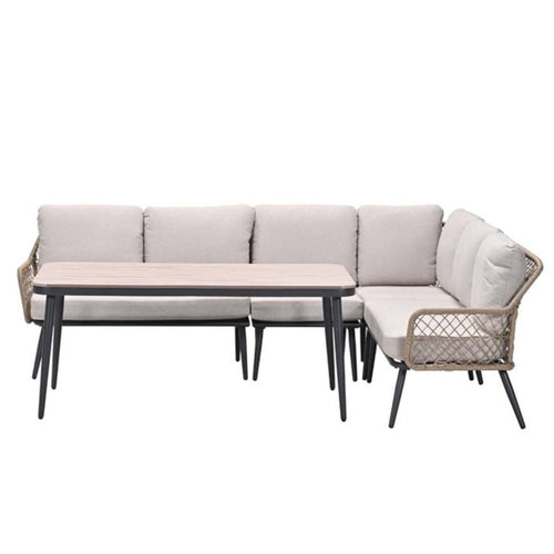 Allasio lounge-dining hoekset - 5-dlg. - c.black - desert sand - VW