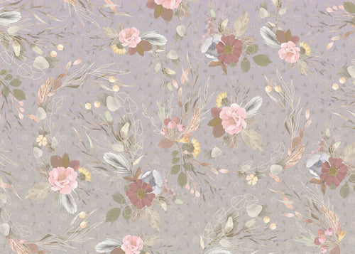 Komar fotobehang romantische bloemen lila paars en roze - 350 x 250 cm - 611214
