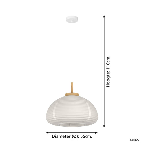 EGLO hanglamp Summerhill - e27 - staal;hout;papier - wit;bruin - vtwonen shop