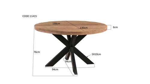 Brix eetkamertafel - 130 cm - mangohout - bruin - vtwonen shop