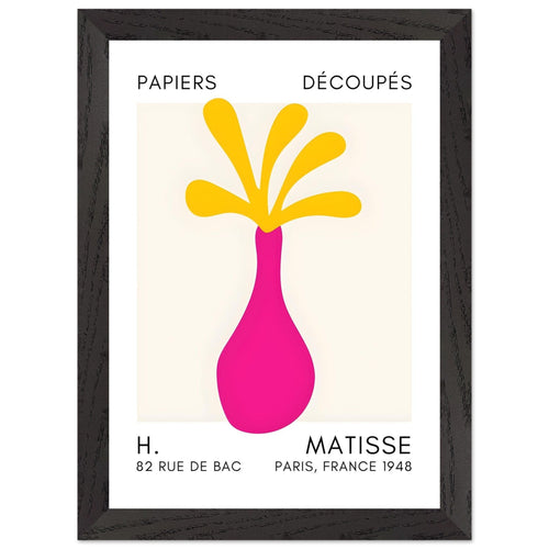 Artfulprints Poster met Lijst Matisse - Ocean flower yellow/pink   - A4 21x29.7 cm - Meerkleurig