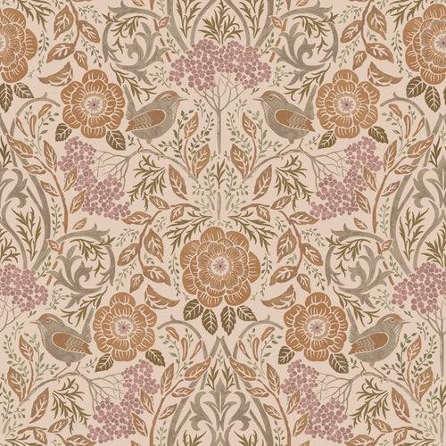 ESTAhome behang bloemen en vogels in art nouveau stijl beige, terracotta en oudroze - 0.53 x 10.05 m - 139567 - vtwonen shop