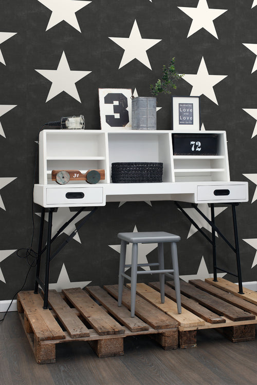ESTAhome behang sterren zwart en wit - 53 cm x 10.05 m - 136457