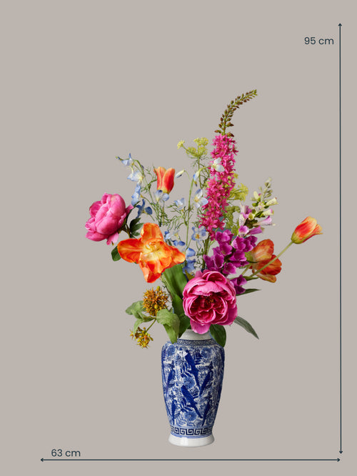 Madame Fleurie zijden boeket Floral Symphony Grande - Eclectic style - met vaas