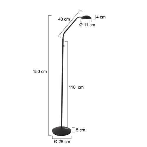 Mexlite vloerlamp - 1 lichts - 45x 150 cm - zwart - vtwonen shop