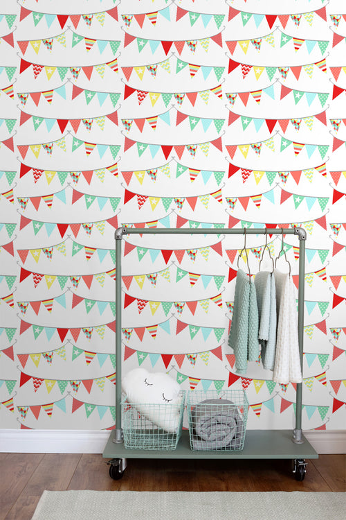 ESTAhome behang vlaggetjes multicolor - 53 cm x 10.05 m - 138717