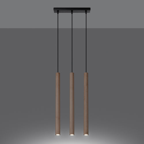 Sollux Lighting Hanglamp PASTELO 3L hout - 30x5x110cm