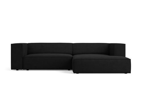 Cosmopolitan Design rechter hoekbank Arendal 3-zits, chenille met ribbeleffect, zwart - 166x224x70cm