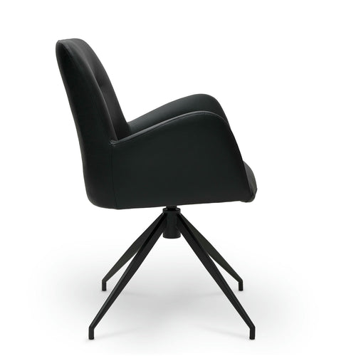 Furnhouse eetkamerstoelen armleuning Jennifer - Zwart - Kunstleer - Set van 6