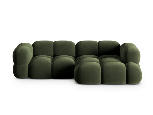 Cosmopolitan Design rechter hoekbank Loretto 3-zits, flueel groente - 147x250x68cm