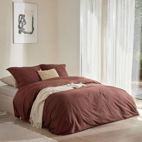 Walra - Dekbedovertrek Vintage Satin - 140x220 cm - Bruin