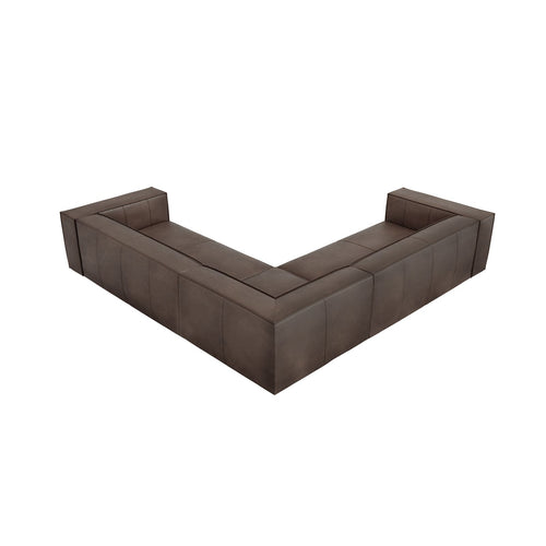 Cosmopolitan Design - Symmetrische hoekbank Turin 5-zits, echt leer grijs bruin - 280x280x68cm