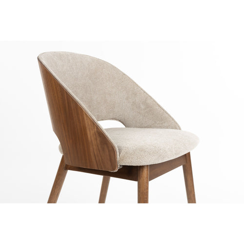 Dutchbone Velore Eetkamerstoel Walnoot/ Beige