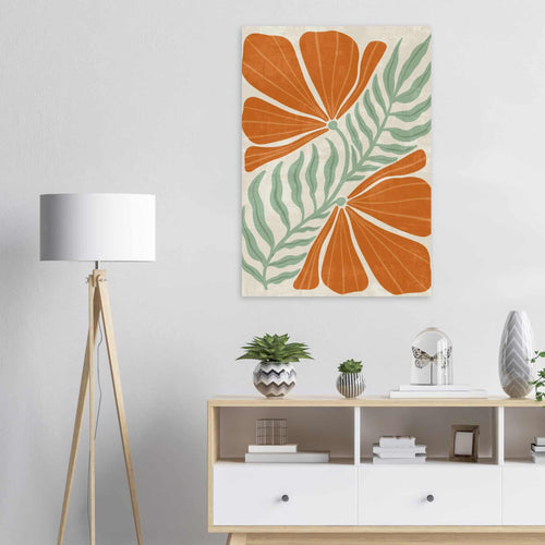 Artfulprints Poster Boho – Orange florals   - A4 21x29.7 cm - Oranje