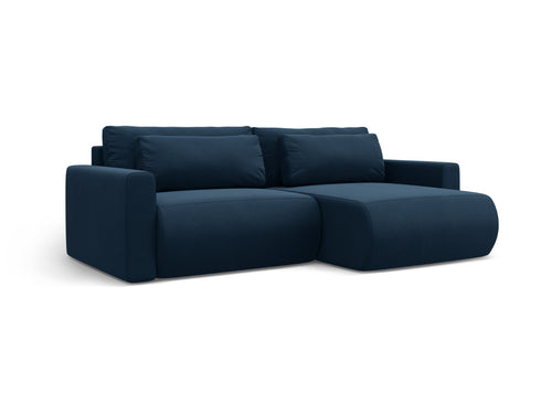 Cosmopolitan Design Omkeerbare converteerbare hoekbank met opbergdoos Belfast 3-zits, flueel koningsblauw - 149x240x84cm