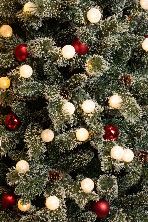 Black Box Trees Kaprun Kunstkerstboom in Jute - Kunst Kerstboom H60 x Ø39 cm - Sneeuw en Versiering - Groen, Rood, Frosted