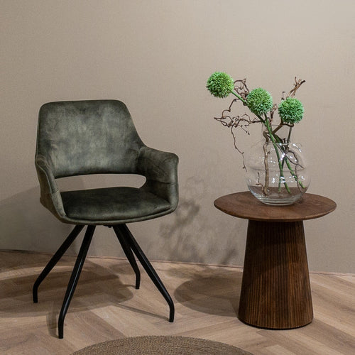 Livingfurn eetkamerstoel Capp - stof - 2 stuks - Olijfgroen - vtwonen shop